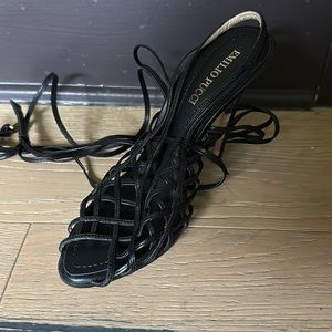 Emilio Pucci, Black Leather Strappy Heels